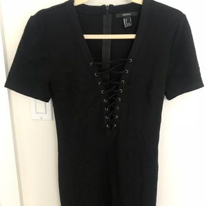 Black Forever 21 Lace Up Dress